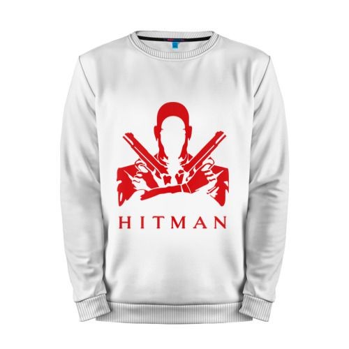 Мужской свитшот хлопок «Hitman красный» white