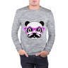 Мужской свитшот хлопок «Панда с усами в очках» melange