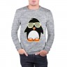 Мужской свитшот хлопок «Пингвин в очках-жалюзи glow» melange