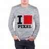Мужской свитшот хлопок «i love pixel - я люблю пиксили» melange