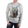 Мужской свитшот 3D «Удивлённый кот» grey
