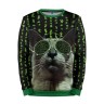 Мужской свитшот 3D «Кот в матрице» green