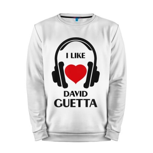Мужской свитшот хлопок «Мне нравится David Guetta» white