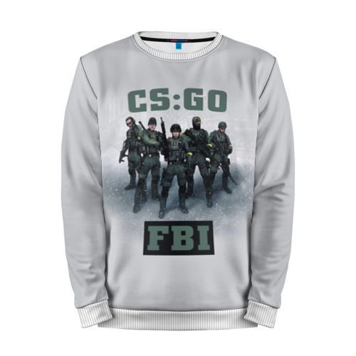 Мужской свитшот 3D «CS:GO FBI» white