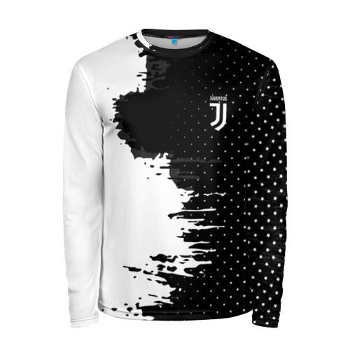 Мужской лонгслив 3D «Juventus uniform black 2018» white