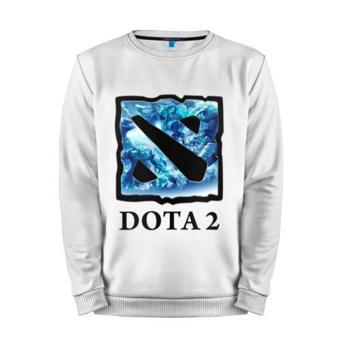 Мужской свитшот хлопок «Dota 2 logo blue» white