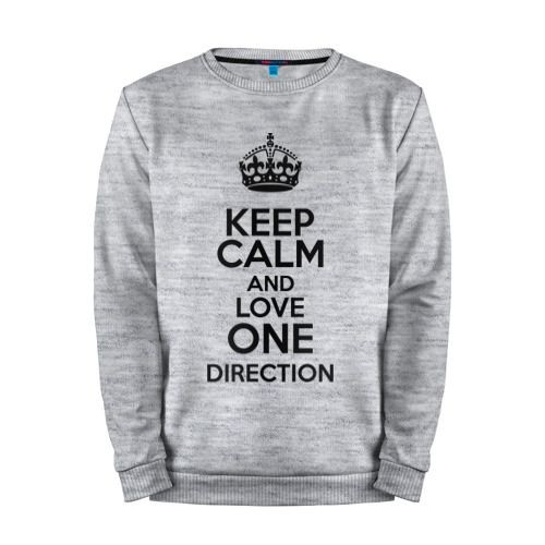 Мужской свитшот хлопок «Keep calm and love One Direction» melange
