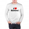 Мужской свитшот хлопок «I love haters» white