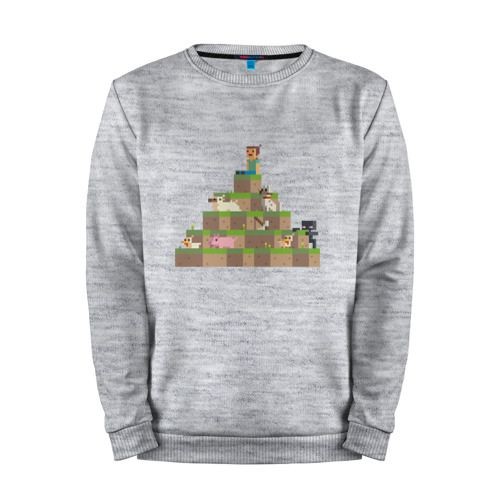 Мужской свитшот хлопок «Вершина холма в Minecraft» melange