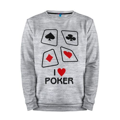 Мужской свитшот хлопок «I love poker» melange