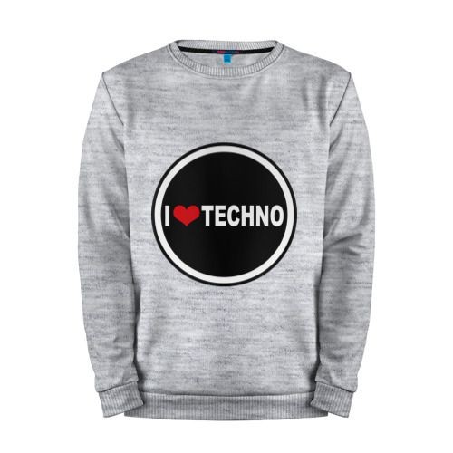 Мужской свитшот хлопок «I love techno (2)» melange