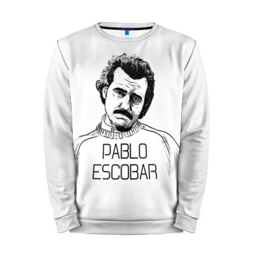 Мужской свитшот 3D «Pablo Escobar» white